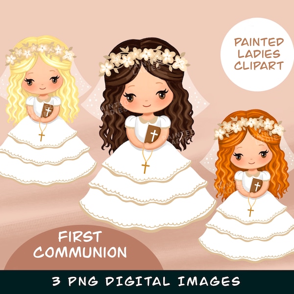Girls First Communion Clip Art, Religious Png, Holy Communion Character, Primera Comunion Clipart Graphics, Rosary, Bible,religion graphics