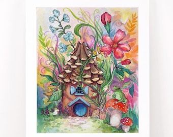 Watercolor Fairy House WAll Art