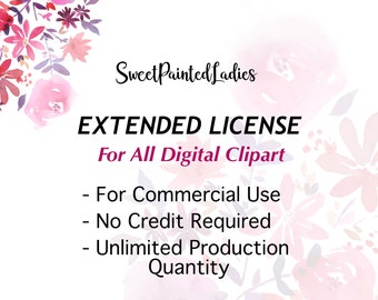 Commercial License for ALL digital clipart- No Credit Required - Unlimited Production Quantity-Clipart license