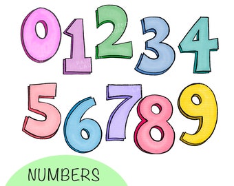 Numbers, Digital Clip Art Numbers 0-9, colorful PNG files, 300 DPI
