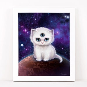 Space Cat Art, Cute Alien Cat, Digital Image Png File , Printable Wall Art