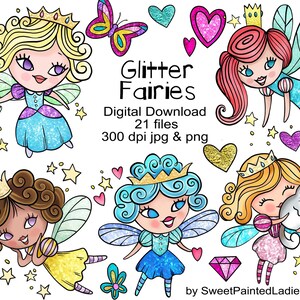 Instant Download Glitter Fairies- Fairy clipart- Original Art-Personal and Commercial use