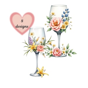 Wine Glass Clipart Bundle: Vintage Wedding Art, Scrapbooking (Digital Download)