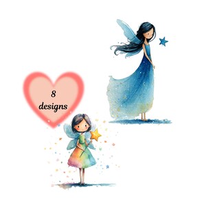 Aquarell Feen Clipart: Magische Kinderzimmer Kunst, PNG Dateien
