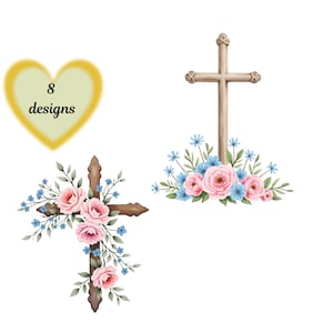 Clipart di una croce da chiesa in acquerello: arte nuziale vintage (download digitale, 8 PNG)