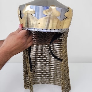 Stählerner King Arthur Helm mit Kettenhemd - Mittelalterliche Ritter Cosplay Rüstung