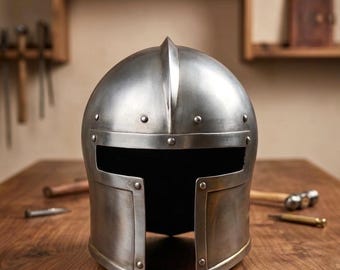 Handmade Medieval Knight Helmet – Steel Armor for LARP, Cosplay Costume, Renaissance Decor, Viking Style Helmet Gift