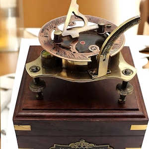 Vintage Marine Brass Sundial Compass  Nautical Antique Style Decor Working Maritime Navigation Instrument Gift for Sailors & Collectors
