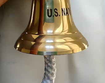 Polished Brass U.S. Navy Ship Bell: Maritime Wall Decor
