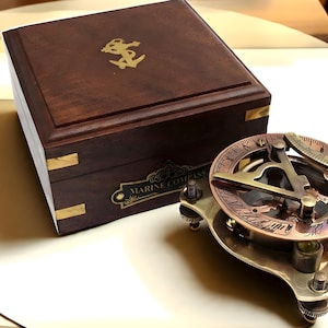 Vintage Marine Brass Sundial Compass  Nautical Antique Style Decor Working Maritime Navigation Instrument Gift for Sailors & Collectors