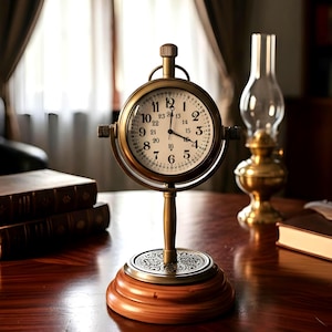 Antike Messing Tischuhr - Dekorative Schreibtischuhr im Vintage-Stil | Batteriebetrieben