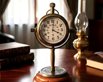 Antique Brass Table Clock – Vintage Style Decorative Desk Clock | Battery Operated