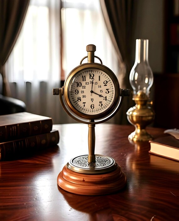 Antique Brass Table Clock – Vintage Style Decorative Desk Clock | Battery Operated
