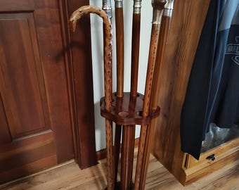 Suporte de madeira vintage para bengala: organizador rústico para bengala de entrada