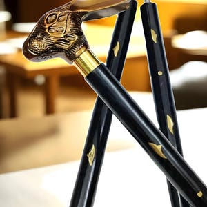 Antique Brass Rabbit Head Walking Cane - Victorian Style Rosewood Stick
