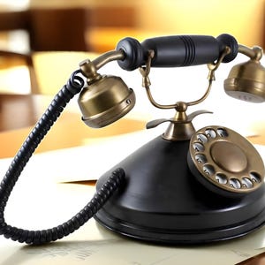 Antique Brass Telephone Rotary Dial Vintage Desk Decor Gift Non-Functional Phone