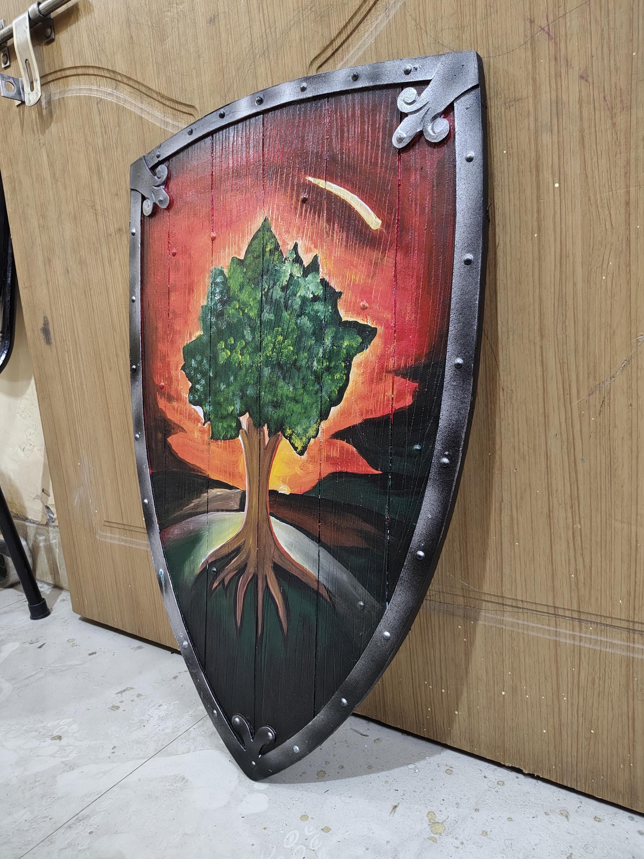Small Copper Shield Tree Hedge Knight Shield – Tree & Star Sigil Medieval Wall Decor (28x18) - Etsy