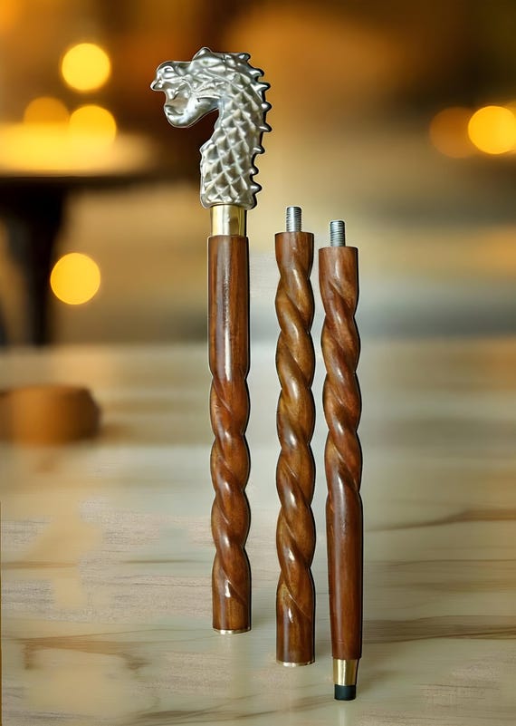 ドラゴンヘッドウォーキングステッキ：アンティークスタイルのツイスト