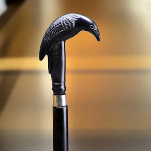 Raven Head Walking Cane Gothic Bird Handle Cane  Handmade Wooden Walking Stick for Men Witchcraft Pagan Gift Halloween Costume Prop  Cane