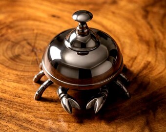Solid Brass Crab Service Bell: Nautical Coastal Desk Decor (4 Inches)