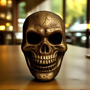 Handmade Aluminum Skull Mask – Ghost Face Cosplay Mask in Antique Gold or Silver | Halloween Costume, LARP, Steampunk, Festival, Masquerade
