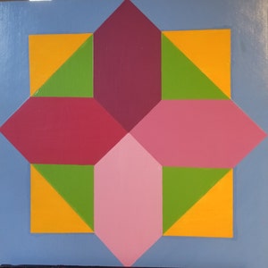 Four connections, Hand painted Barn Quilt 2&#39; by 2&#39;