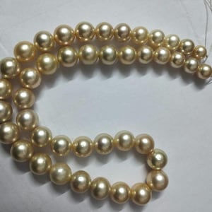 8-12mm Golden Round South Sea Pearl Necklace Strand,Australian South Sea Pearls,Beading And Jewelry Making