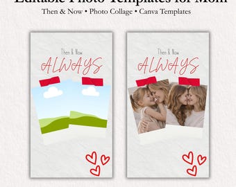 Mothers Day Gift, Custom Photo Collage, Personalized Mom Poster, Scrapbook Frame, Editable Canva Card
