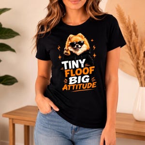 Funny Pomeranian T-Shirt, Tiny Floof Big Attitude Dog Shirt, Retro Pom Lover Gift, Unisex Graphic Tee