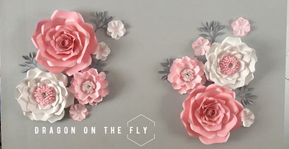 12 Piece Large Paper Flower Backdrop Wall Decor Pink Nursery Etsy