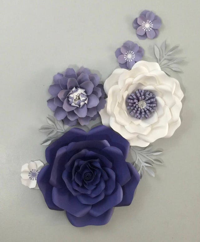 Large Paper Flowers Backdrop Purple Flowers Wall Decor Giant