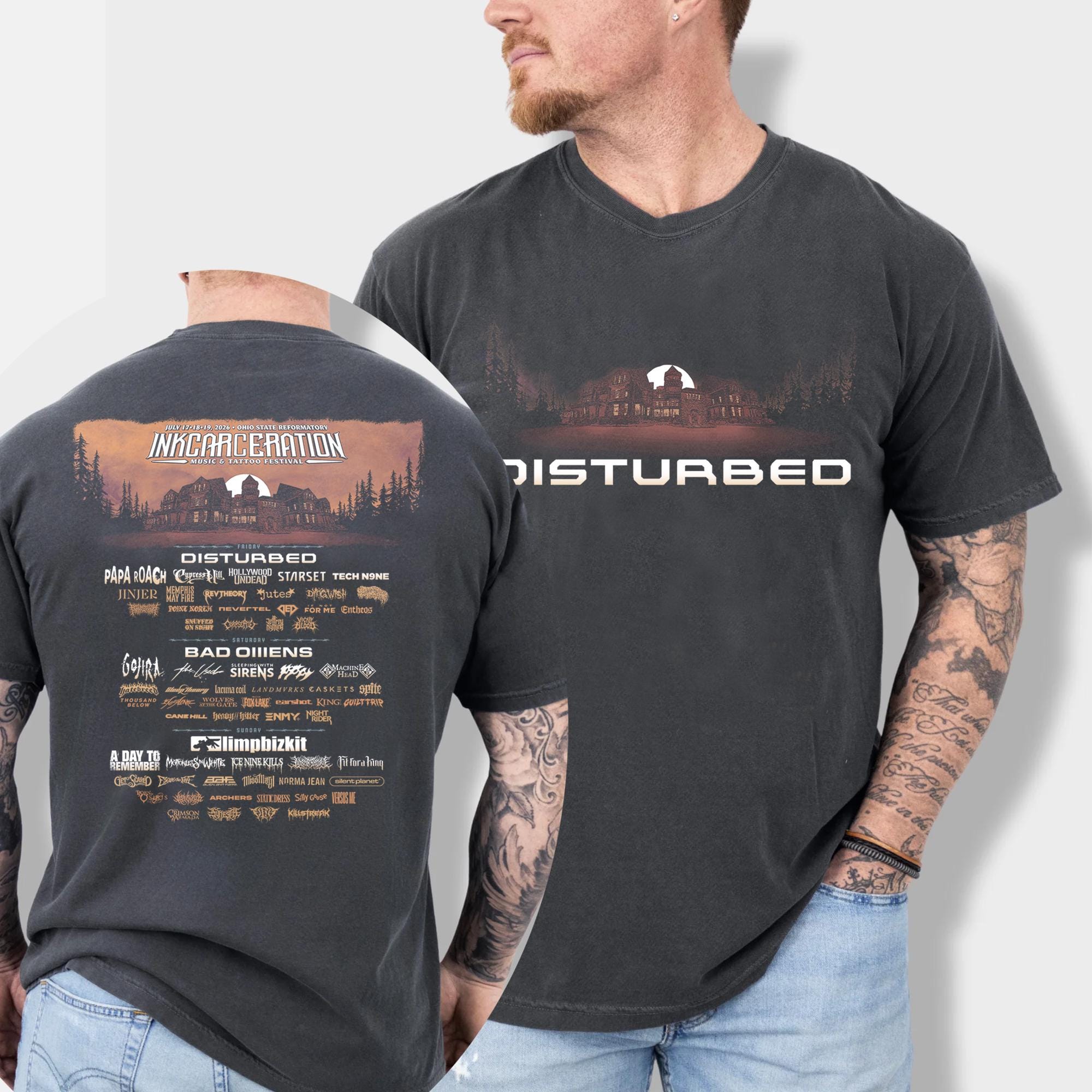 Discover Disturbed Band Incarceration Festival 2026 T Shirt, Concert Tee, Rock Band Shirt, Festival Gift