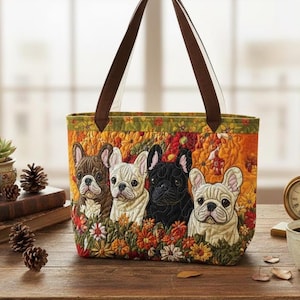 おもしろい犬のRustle Snortキルティングトートバッグトートバッグ、Rustle Snortのイラスト、かわいい犬のRustle Snort愛好家へのギフト、彼女へのギフト、お母さんへのギフト