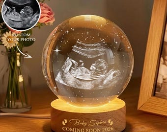 Benutzerdefinierte Ultraschall Kristall Ball Nachtlicht, Baby Sonogramm Andenken Geschenk