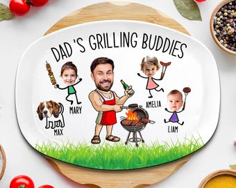 Papa's grillplaat, vaderdagcadeau van kinderen, gepersonaliseerde grillplaat, aangepaste grillplaat cadeau met kindernamen, barbecuecadeau voor papa