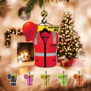 Personalized Construction Worker Christmas Ornament, Personalized Ornament Excavator Christmas Tree Ornament, Contractor Tools Rope Trucks