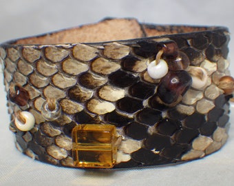 Python Leather Hand Made Shawl Cuff