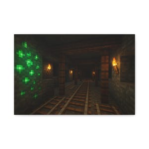Minecraft-Themed Stretched Canvas Art, Gamer Wall Decor, Unique Gift for Gamers, Home Interior, Video Game Art Print