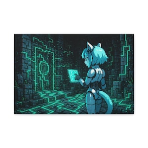 Pixel Art Wall Canvas, Home Decor, Retro Gaming, Anime Wall Art, Gift for Gamers, 8-bit Art, Cyberpunk Aesthetic