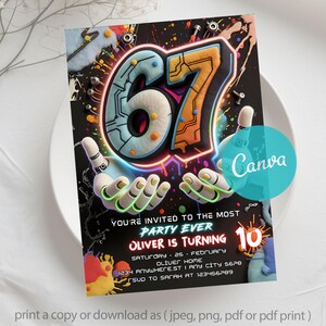 Bruh you in invite,Bruh 6-7,Graffiti 6-7,6 7 Birthday Invite,6-7 Meme Invitation,bruh birthday invite,Street art party,7th Birthday,viral meme,gen alpha birthday,Six Seven Party,Now I'm 7,Six to Seven