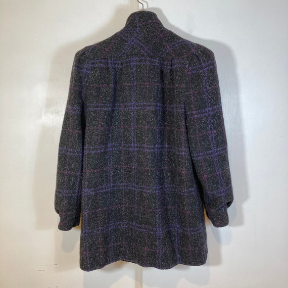 New York Girl Vintage 80s Plaid Wool Coat Size Sm… - image 2