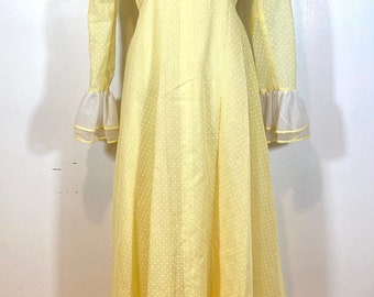 Julie Miller California Vintage Yellow Polka Dot Ruffle Maxi Dress Size S/M