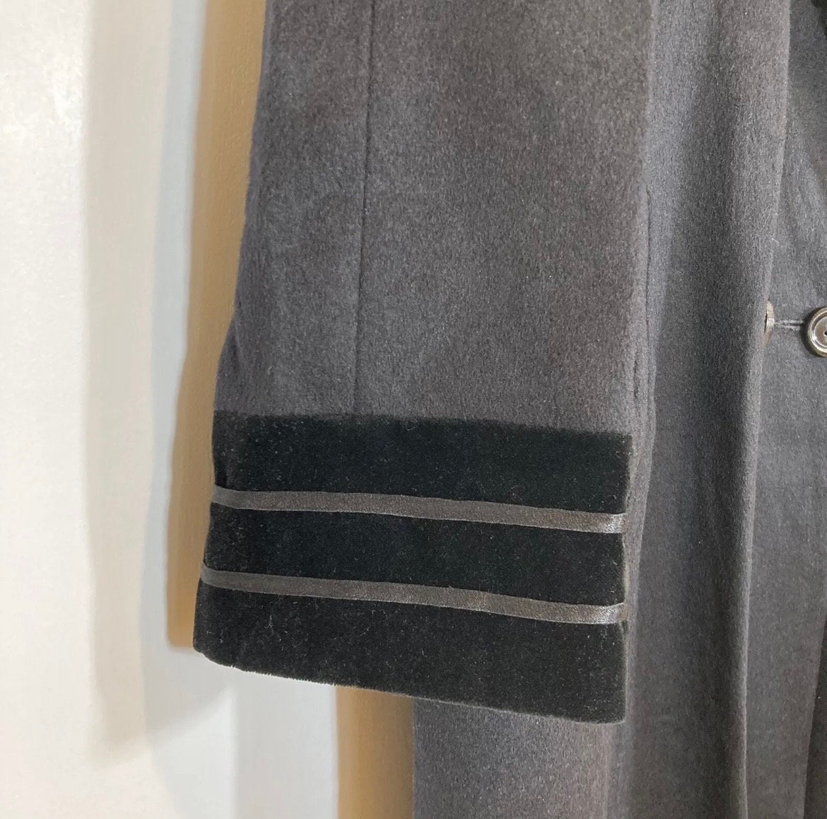 Manteau Vintage En Laine Grise Alorna Taille S - Long, Double Poitrine, Style Années 80, Occasion En Très Bon état