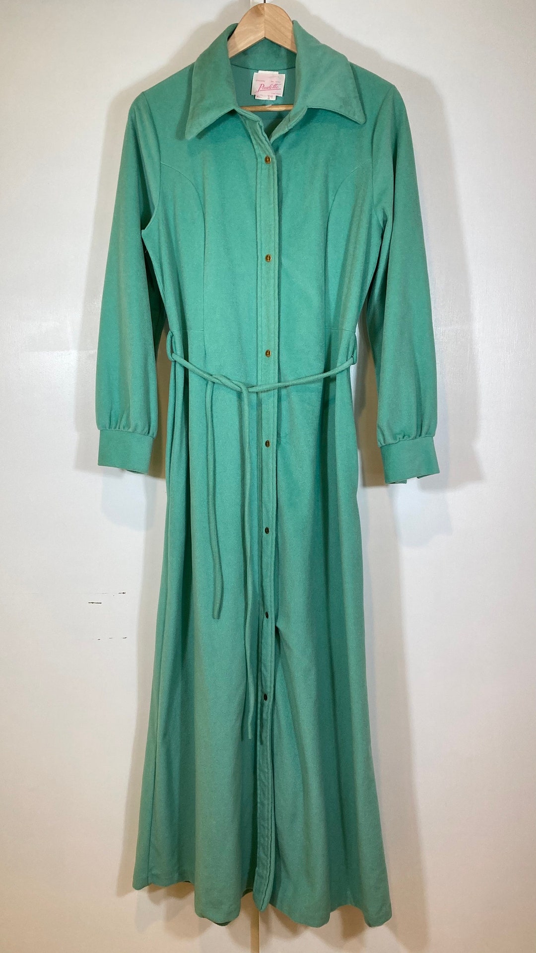 Vintage Paulette Chicago Loungewear Robe Size Medium Snap Front Sea Green -   Israel