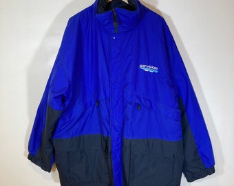 Hartwell ViaSport Vintage Men’s Jacket Size XL Blue Black Foldaway Hood