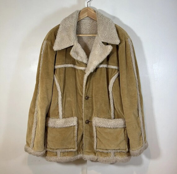Vintage Men s Corduroy Faux Shearling Rancher Jacket Size Large