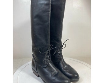 Santana Canada Vintage Felt Lined Knee High Riding Boots In Black Size 6