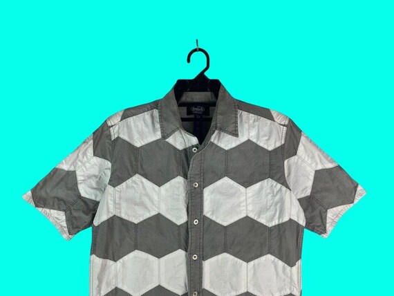 Rare DEVILOCK hexagon patch button down shirts - image 2