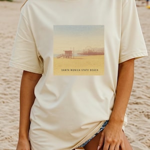 Santa Monica Shirt, Retro Santa Monica Pier California Beach Tshirt, Cali Shirt, Retro Sunset Travel Tee, Santa Monica Pier Gift, Travel T