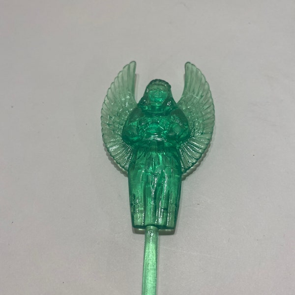 Vintage Plastic Green Tree Topper Angel for Ceramic Christmas Tree